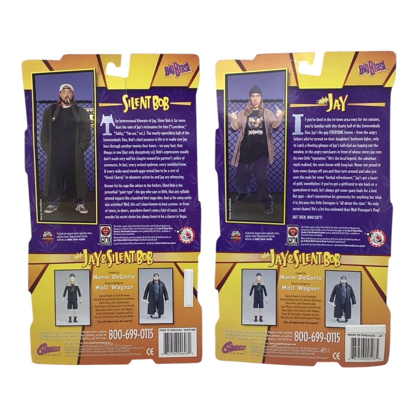 Jay & Silent Bob Talking Action Figure Set of 2 - Graphitti Designs 1998