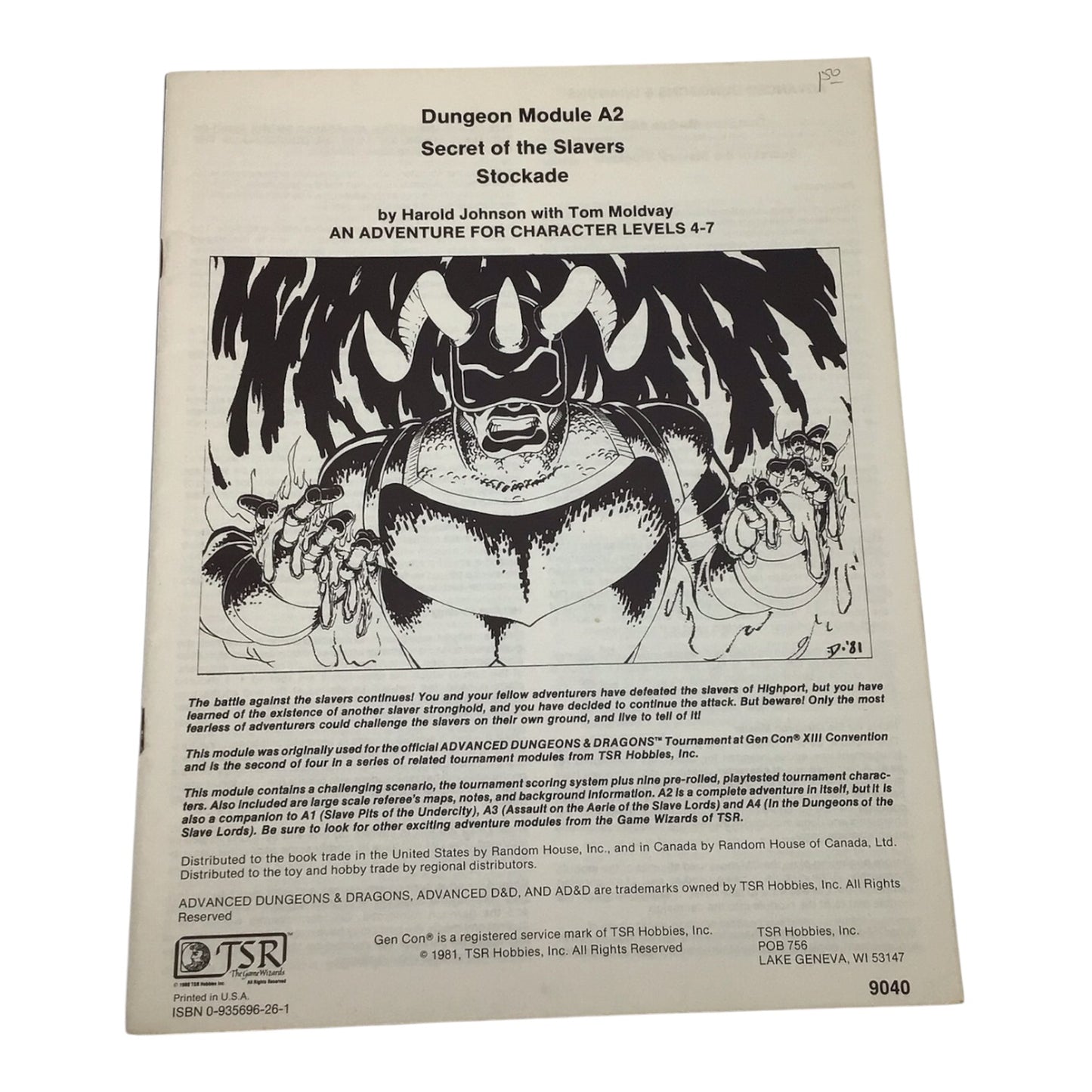 Advanced Dungeons & Dragons Secret of the Slavers Stockade A2 #9040 (1981)