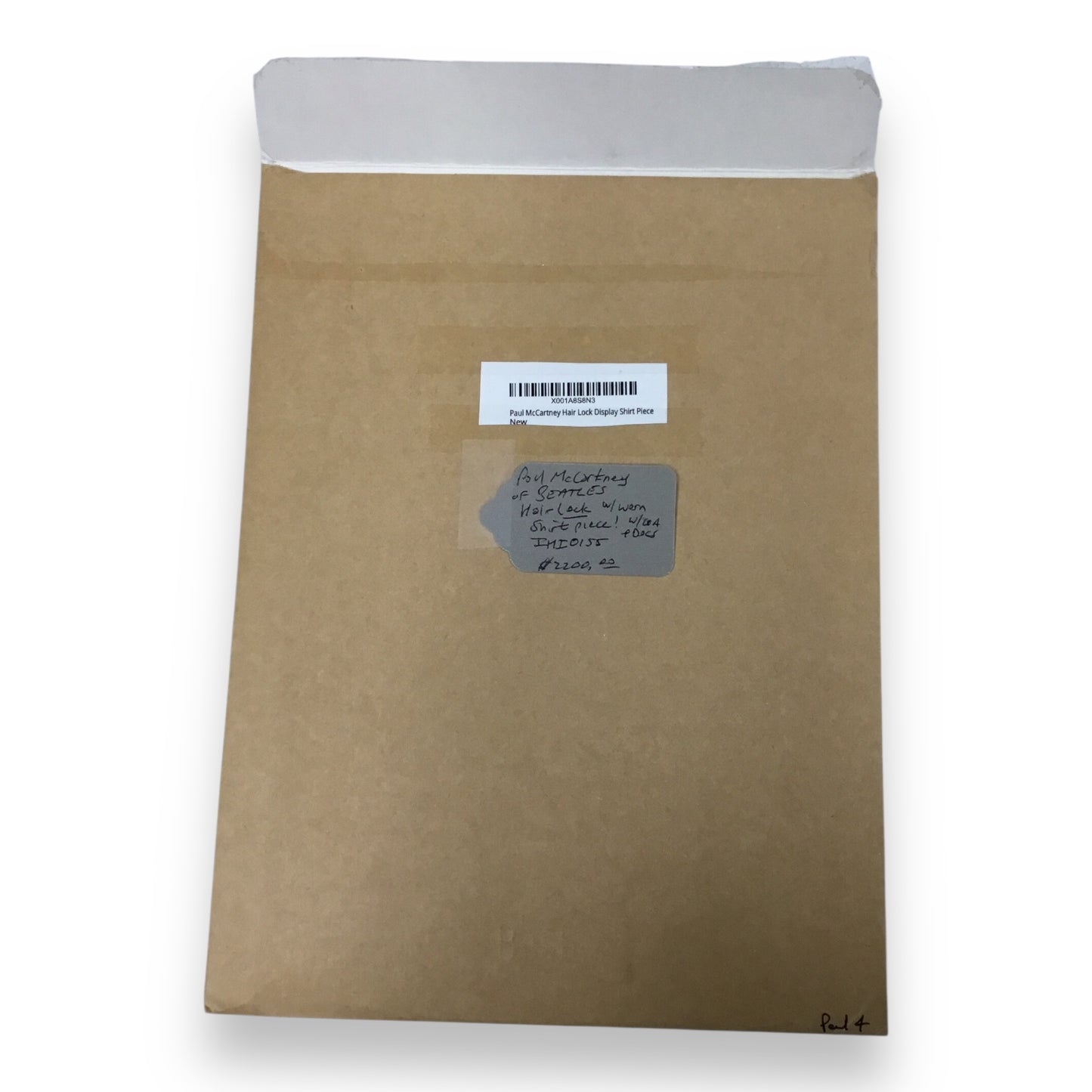 Paul McCartney Display Hair Lock & Worn Shirt Piece and COA