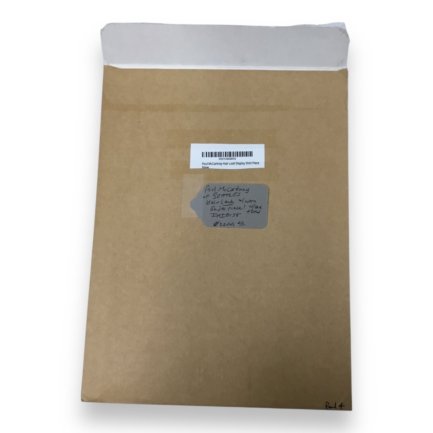 Paul McCartney Display Hair Lock & Worn Shirt Piece and COA