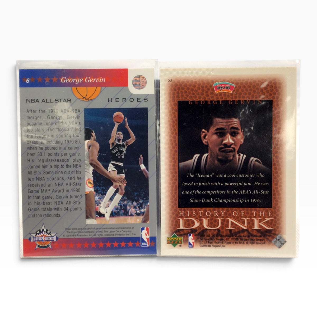 George Gervin San Antonio Spurs Upper Deck Cards with Signed Business Card & JSA