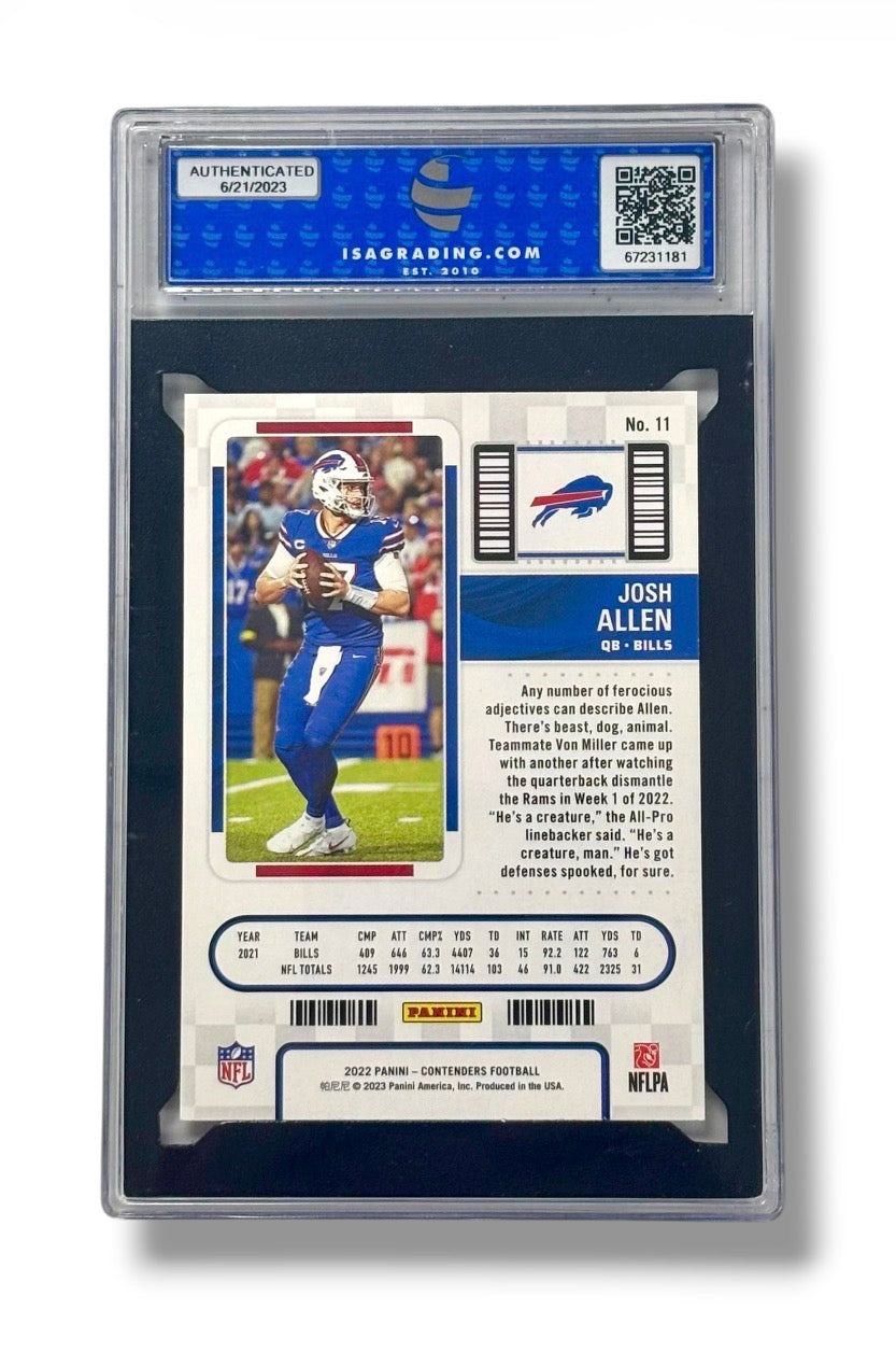 2022 Panini Contenders #11 Josh Allen Season Ticket ISA 10 Gem Mint - 67231181