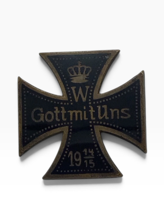 German WW1 Kaiser Wilhelm II Iron Cross Patriotic Badge "God With Us" 1914-1916
