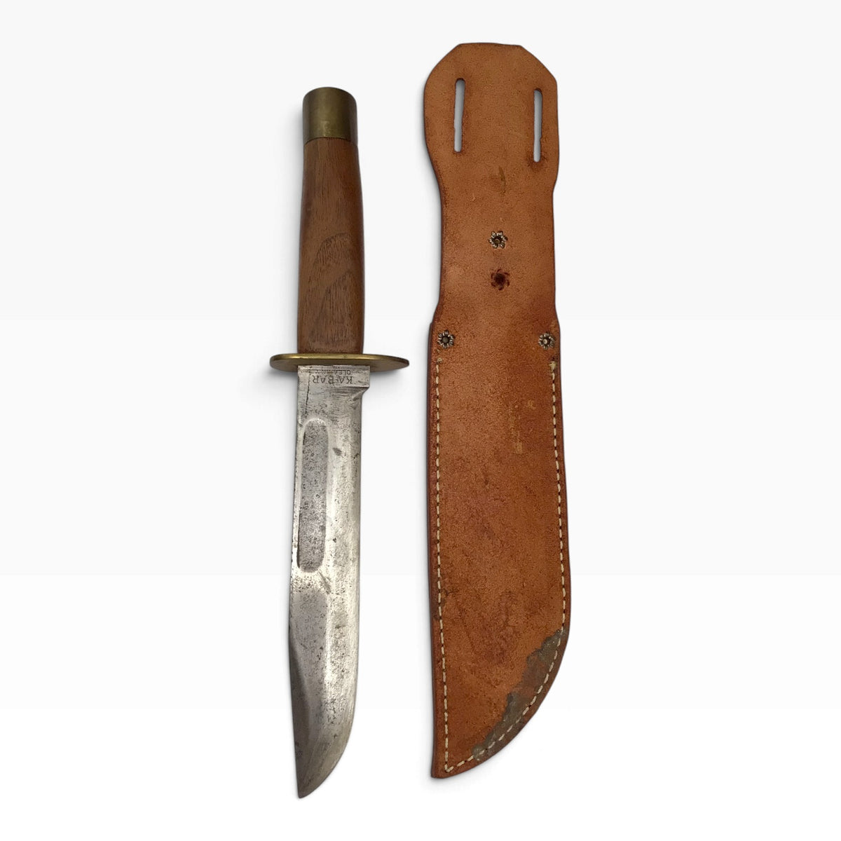 KA-BAR Olean N.Y. U.S. Military Vintage Fixed Blade Knife with Leather Sheath