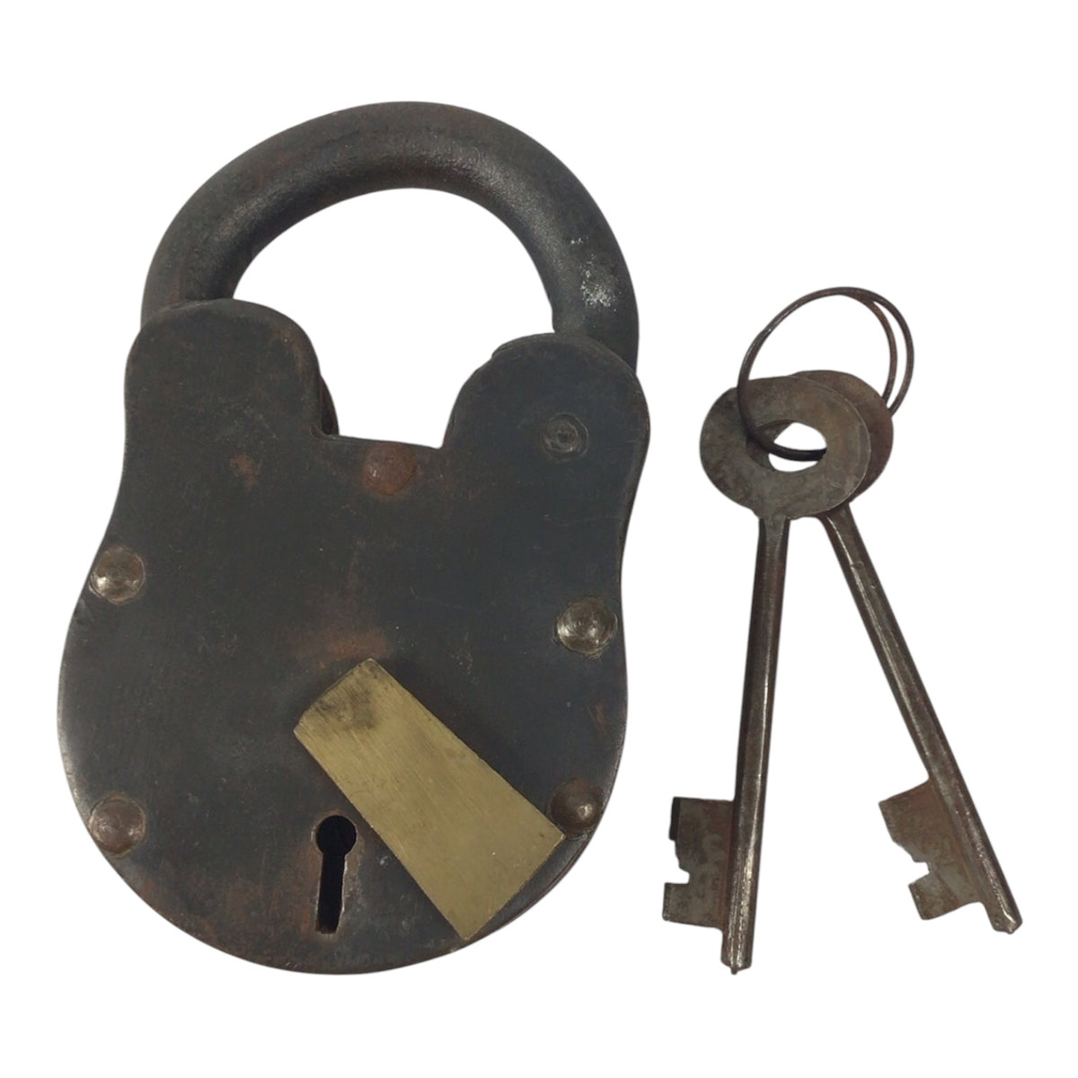 Extra Large Antique Iron Padlock w/ 2 Keys