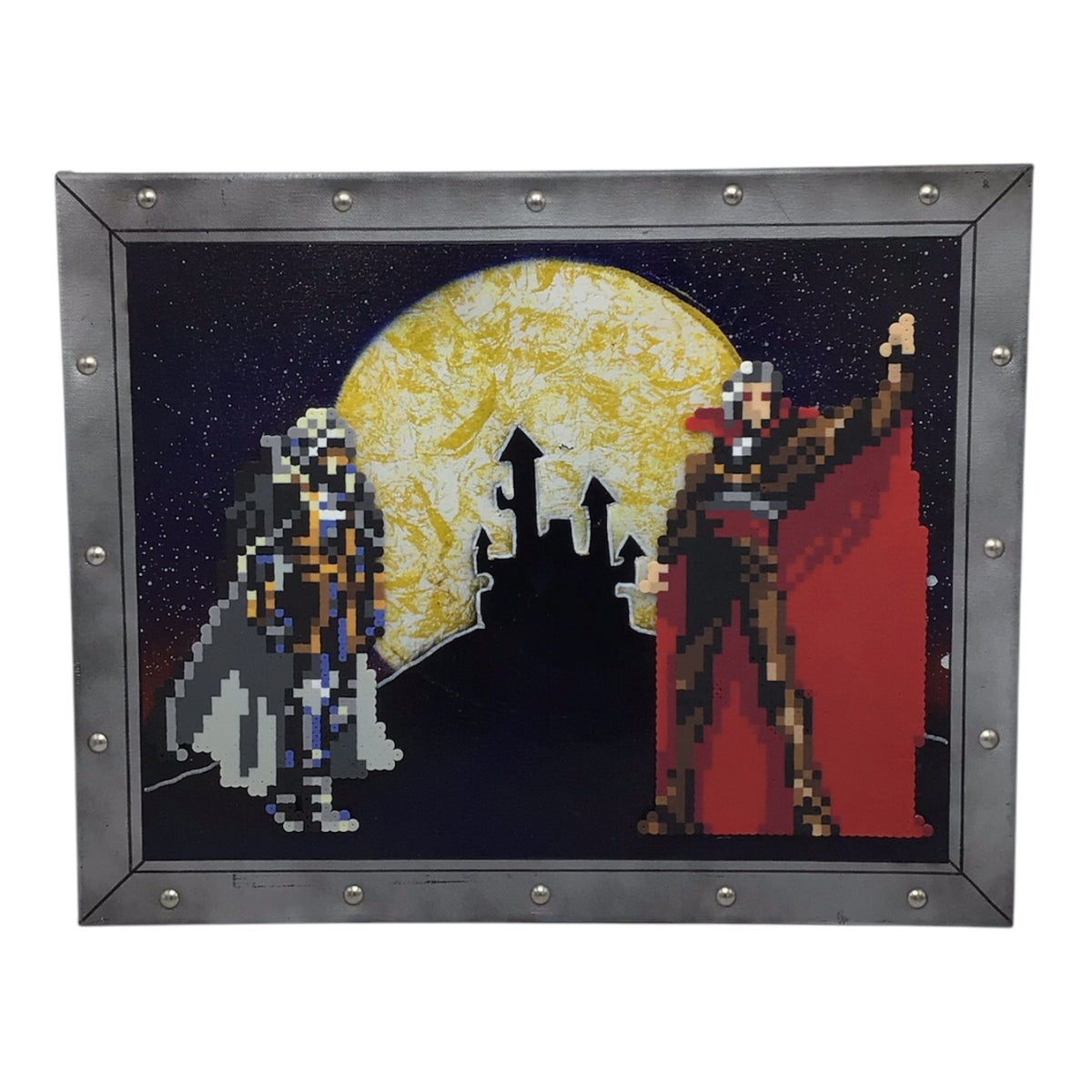 Castlevania Mixed Media Canvas Art Piece - Paint & Perler Beads
