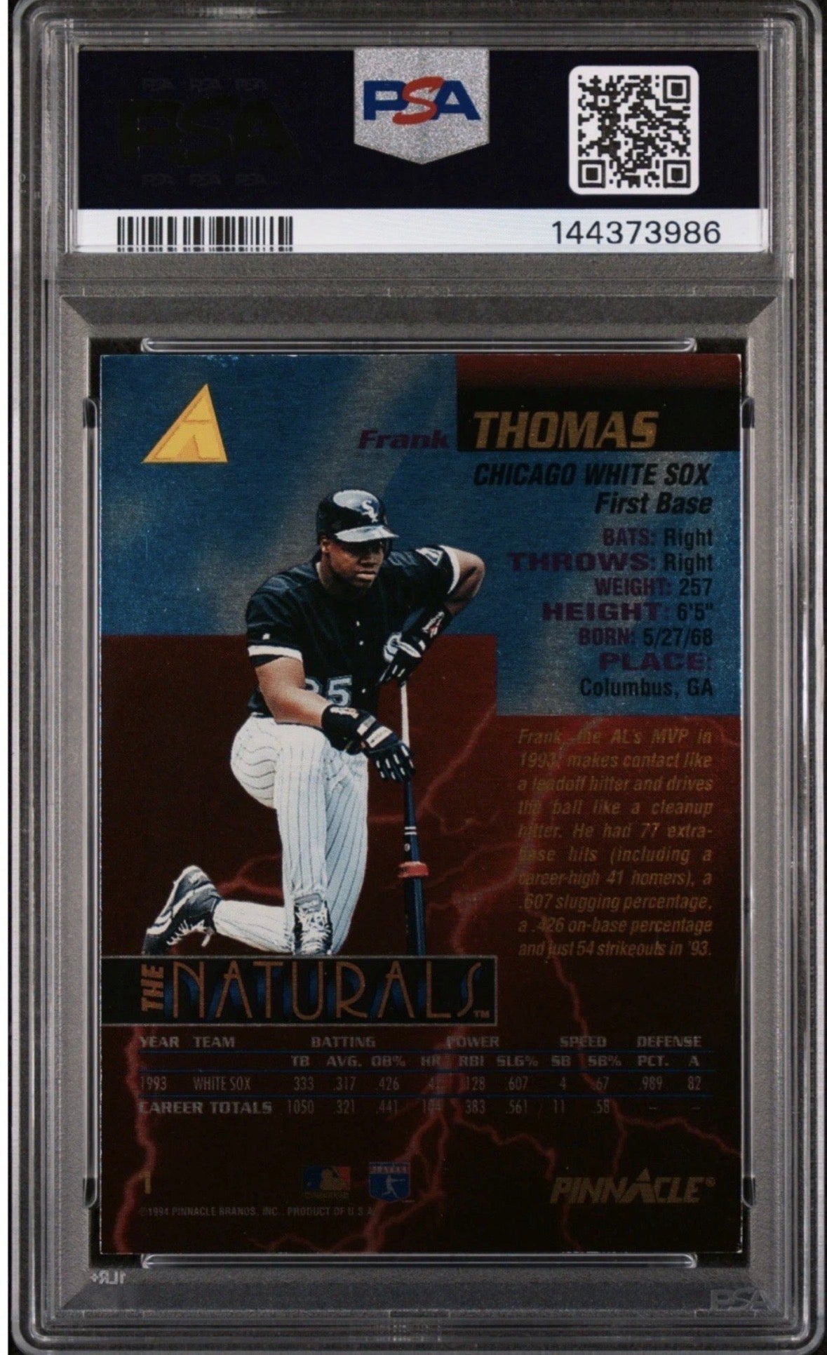 1994 Pinnacle The Naturals Frank Thomas PSA 6 Pop 2! - 144373986