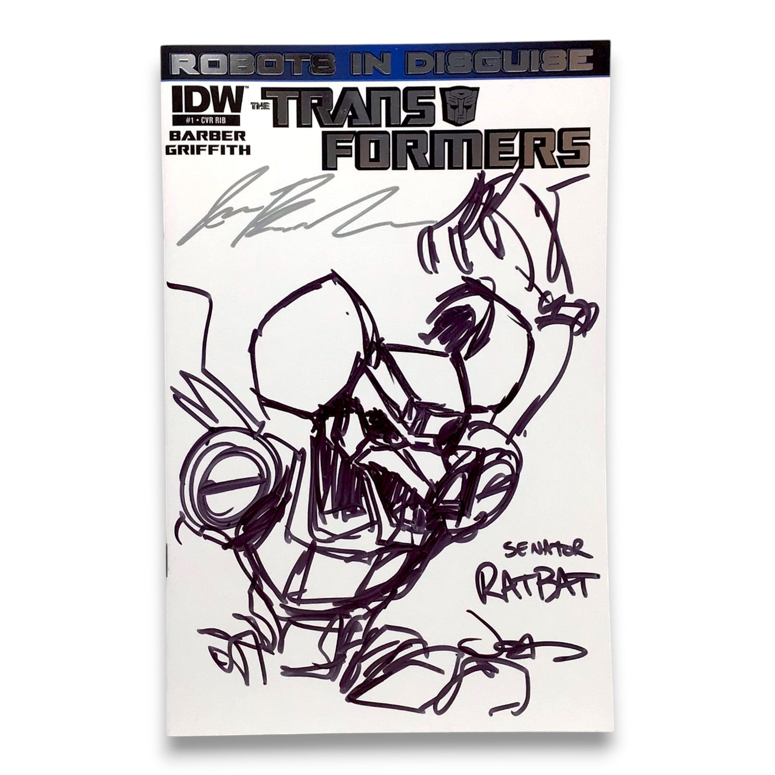 IDW Transformers: Robots in Disguise #1 (2012) - Original Senator Ratbat Sketch by Andrew Griffith - Signed by John Barber - Mint