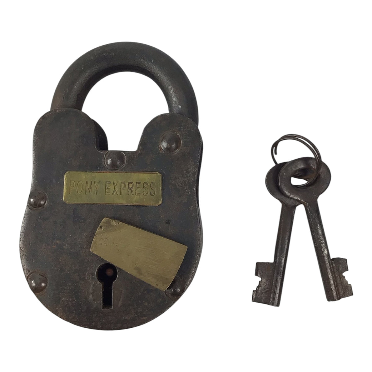 Antique Padlock w/ 2 Keys - "Pony Express"