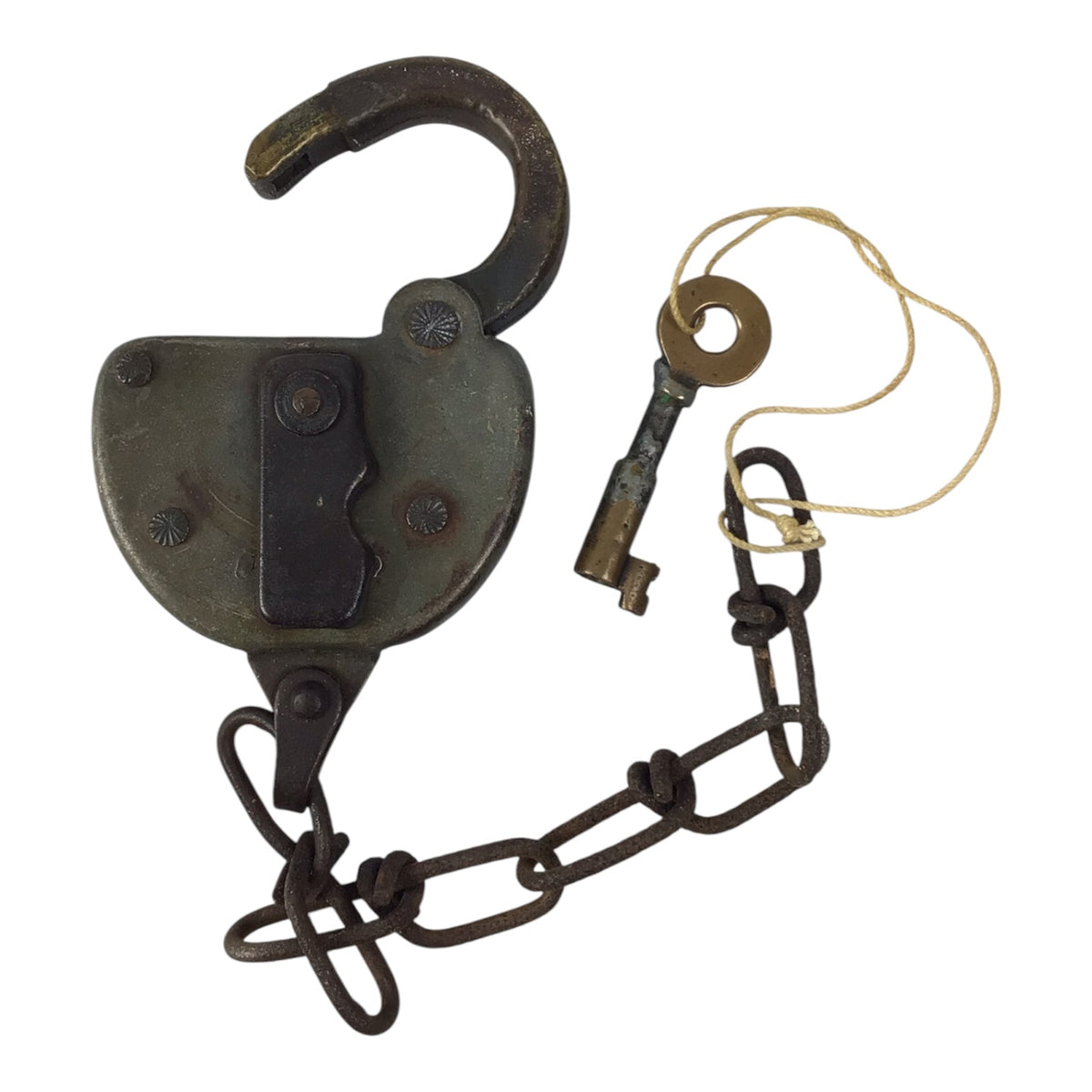 Antique Padlock w/ 1 Key - Works!