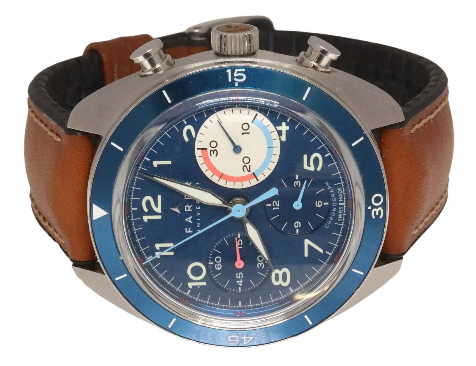 Farer Cresta Mechanical Chronograph Stainless Steel Watch – Blue Dial