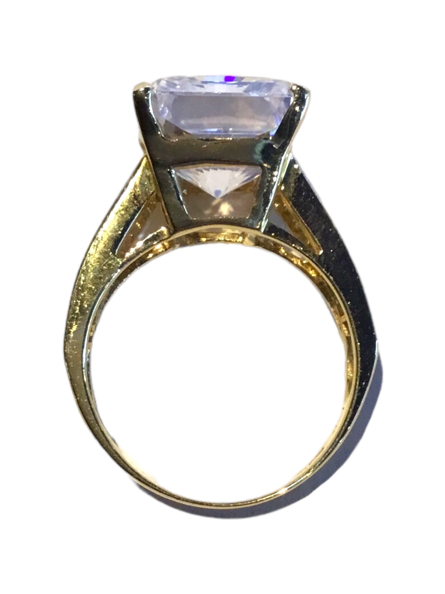 Faux Diamond Ring in 14K Gold Estate Large Diamond