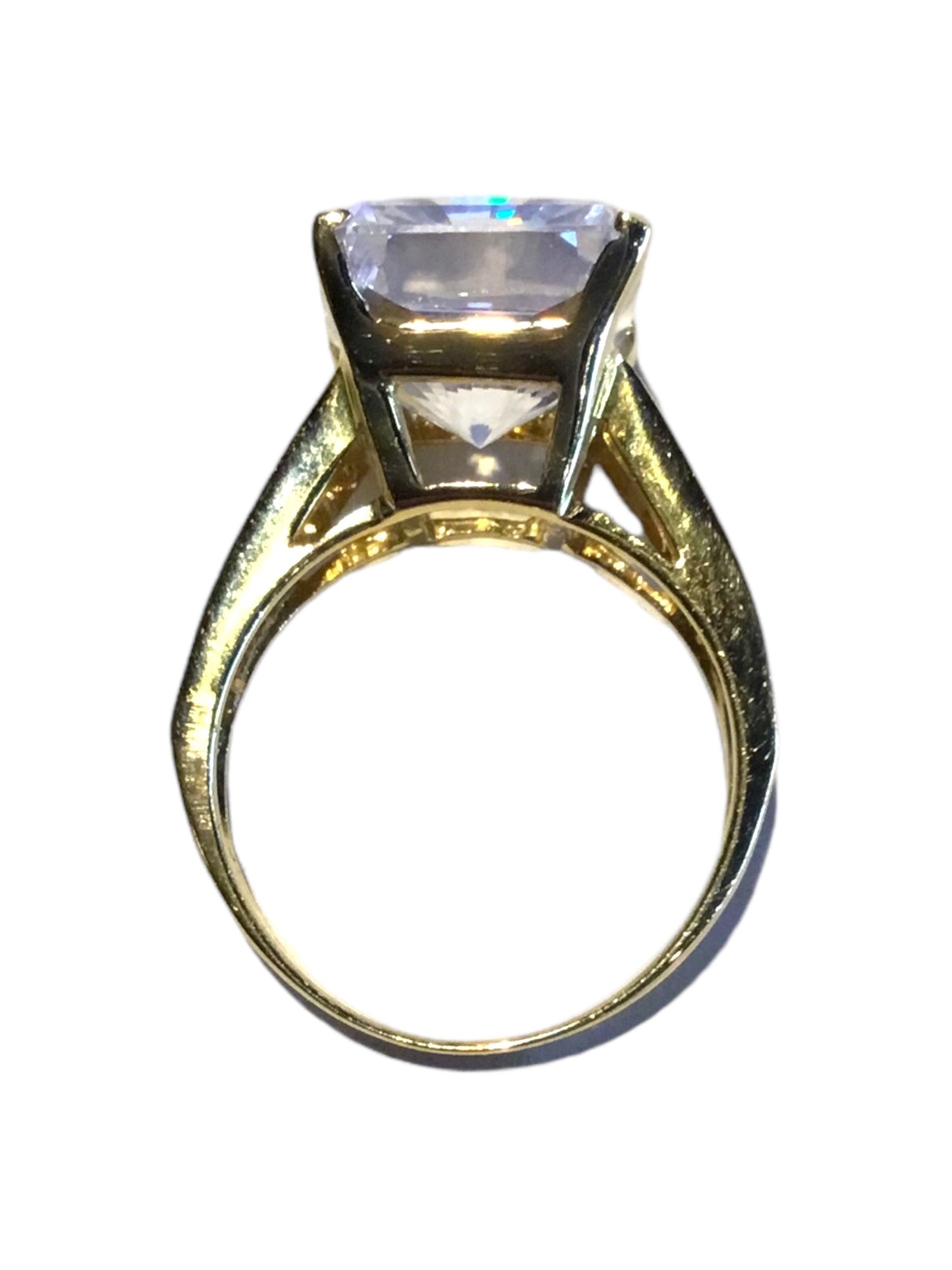 Faux Diamond Ring in 14K Gold Estate Large Diamond