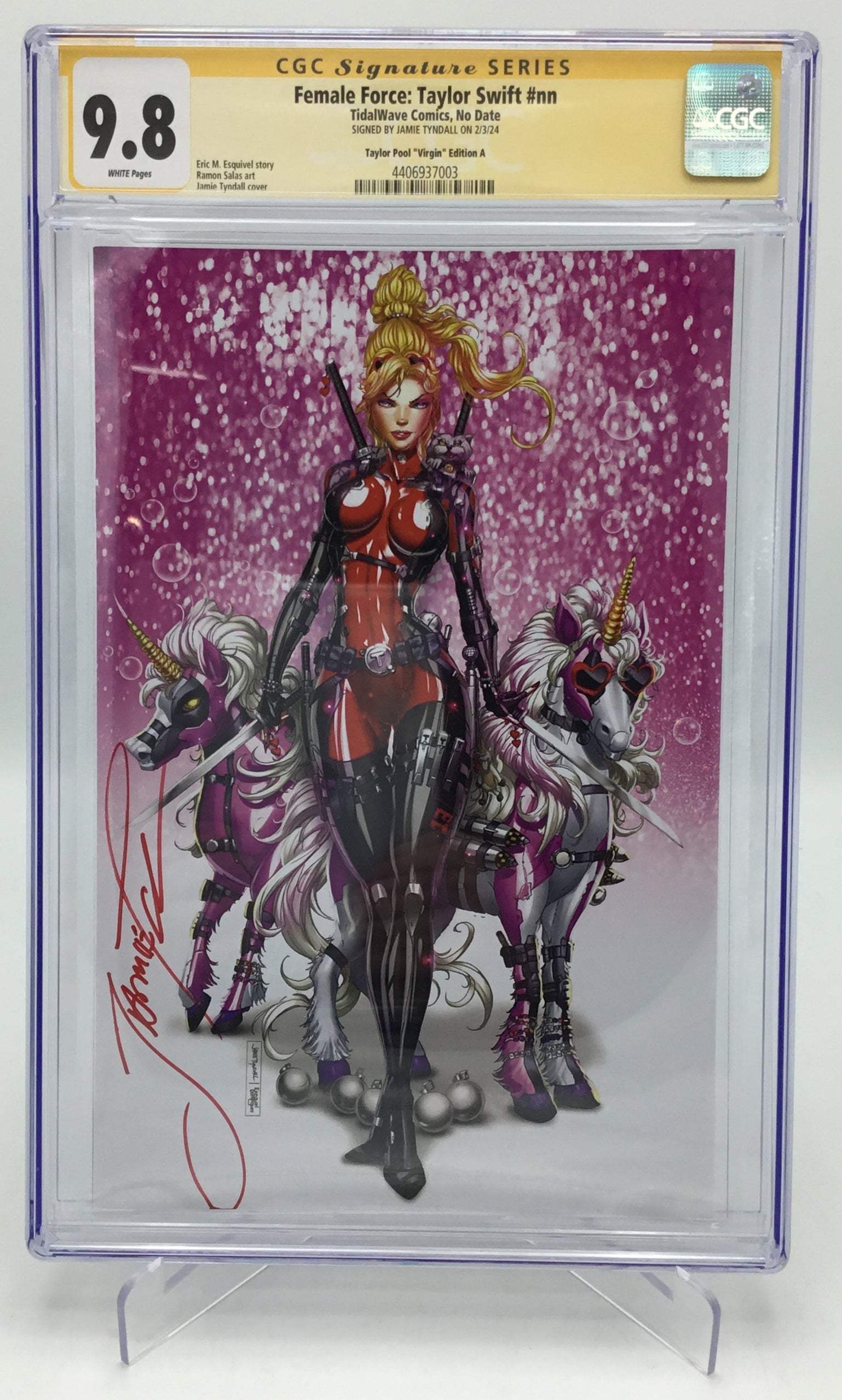 Female Force: Taylor Swift - CGC 9.8, SIGNED by Artist Jamie Tyndall - Taylorpool Virgin Edition A Variant Cover