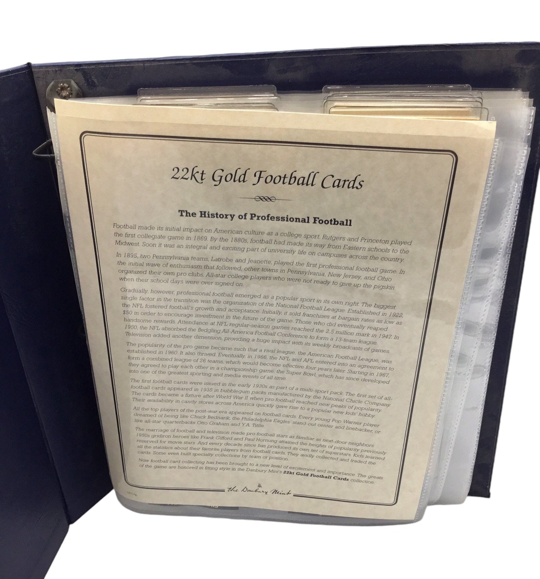 Football Greats DANBURY MINT 22KT GOLD FootBall CARDS 50 COMPLETE SET In Binder (Copy)