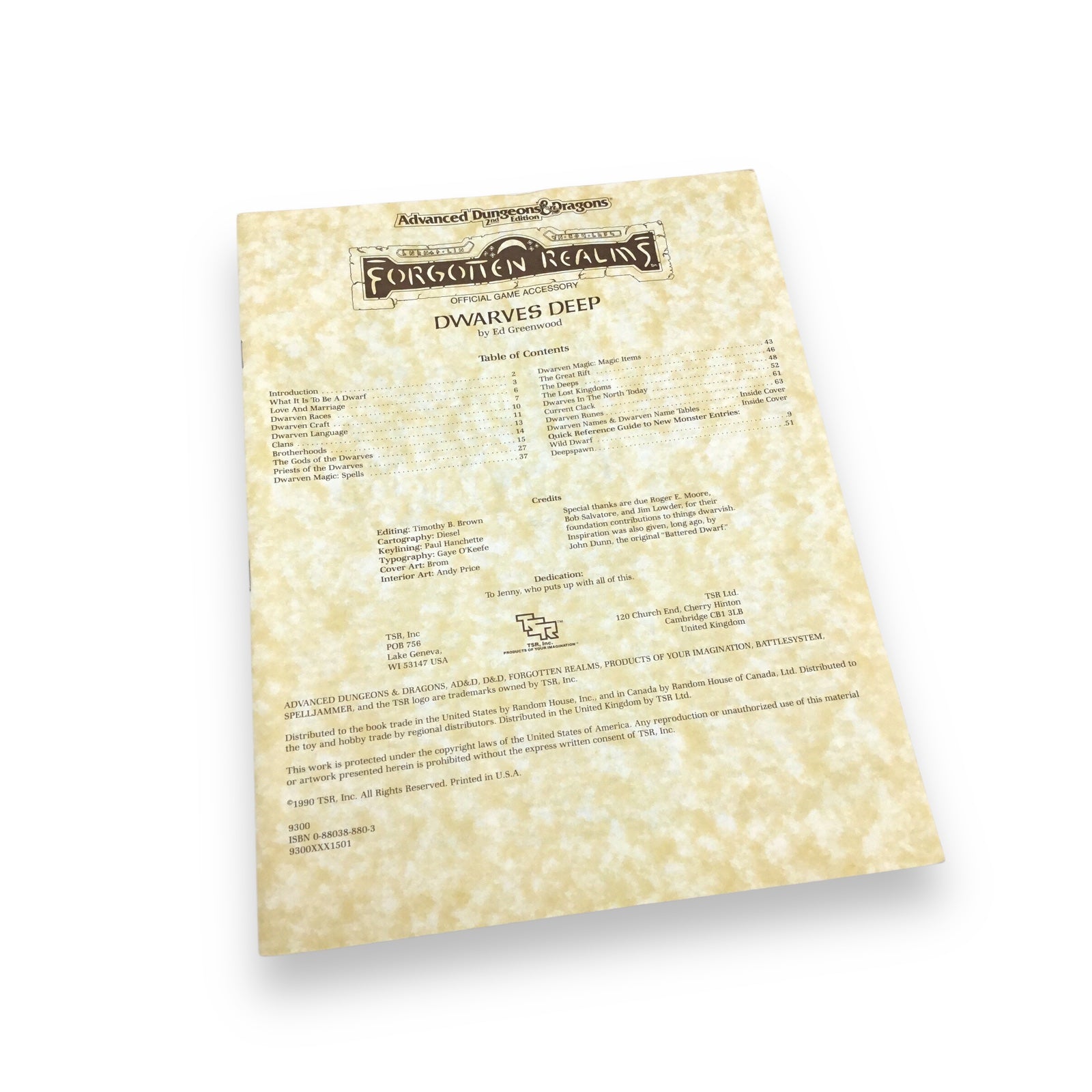 Forgotten Realms Dwarves Deep Advanced Dungeons & Dragons 2nd Edition
