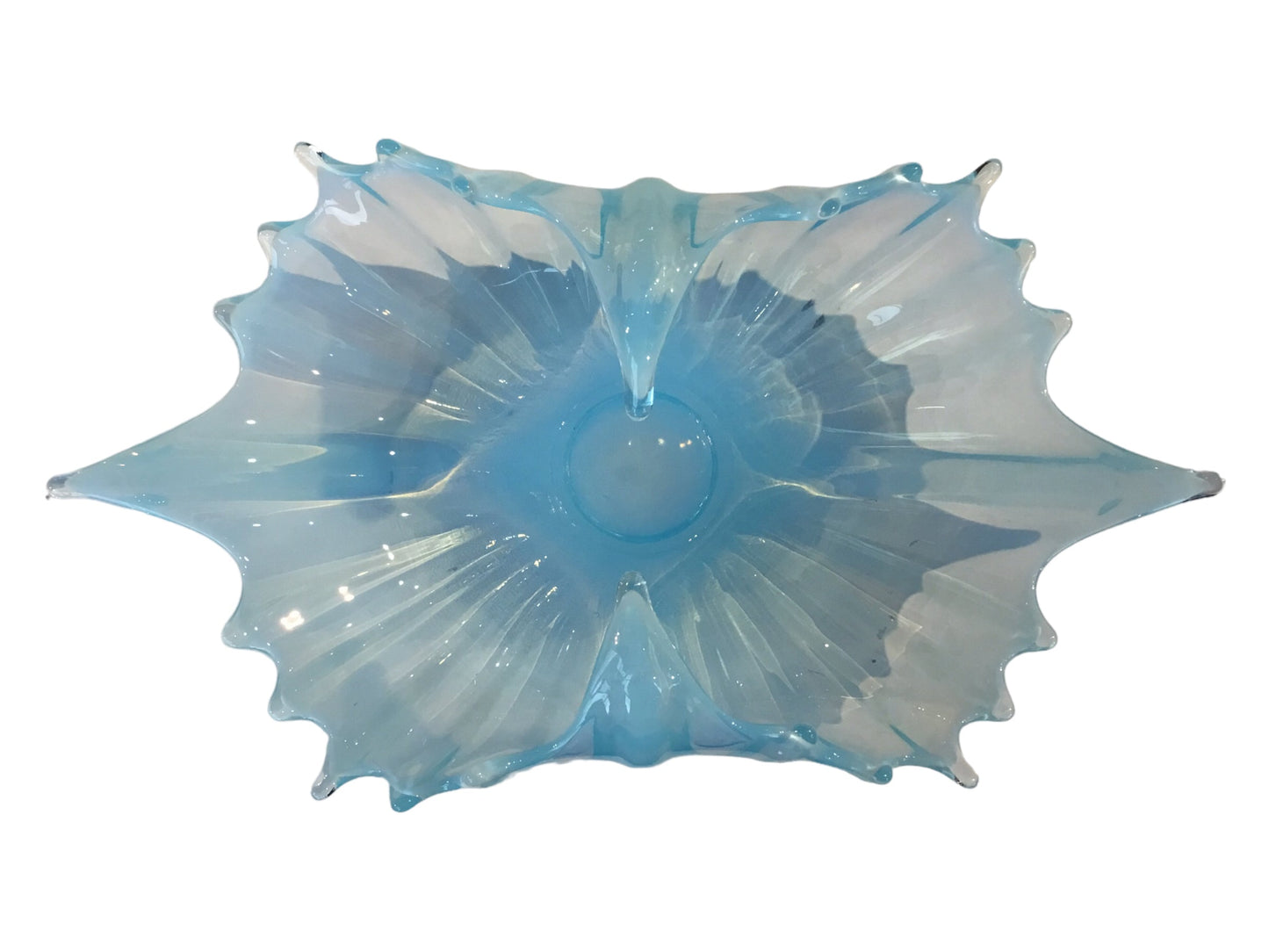 Fostoria Blue Shell Tray with Blown Edges