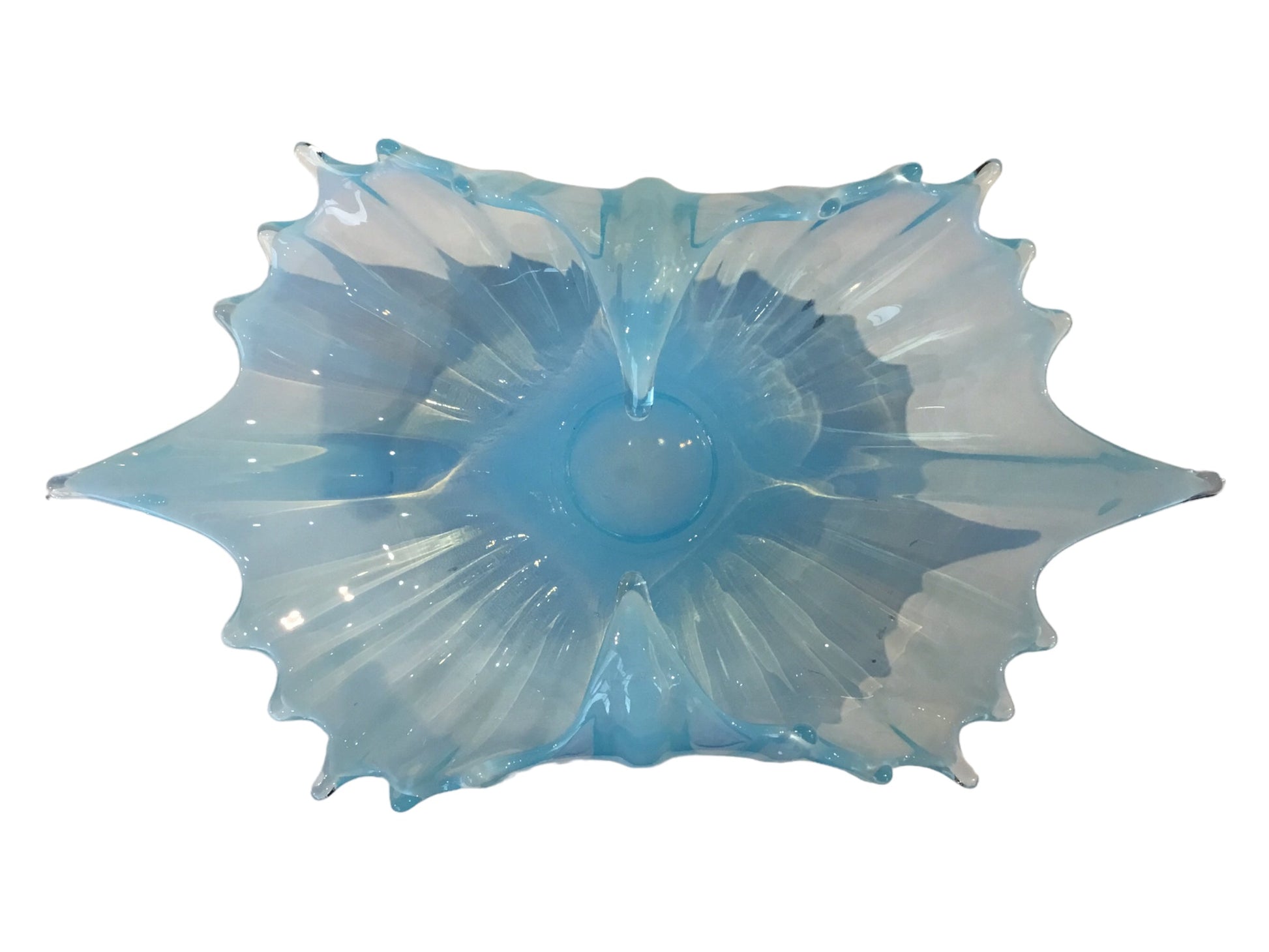 Fostoria Blue Shell Tray with Blown Edges