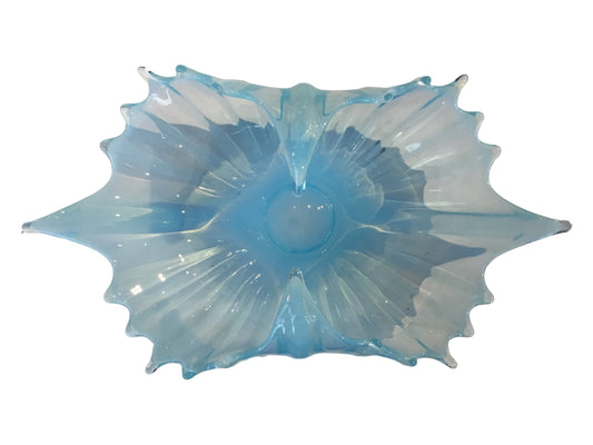 Fostoria Blue Shell Tray with Blown Edges