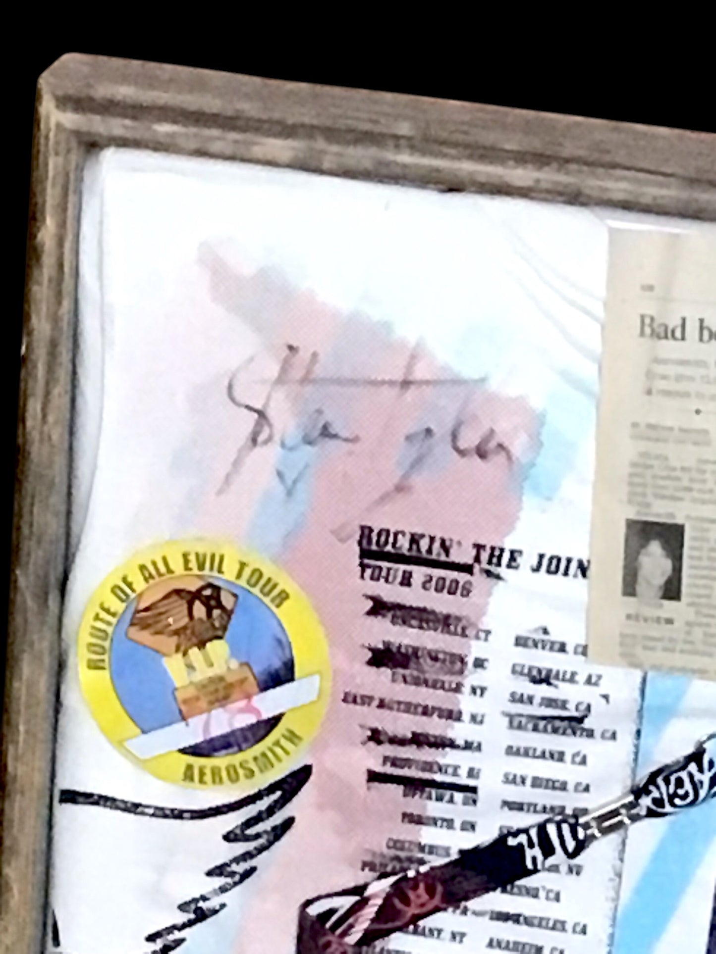 Framed Aerosmith Memorabilia Collage with Signed Tee