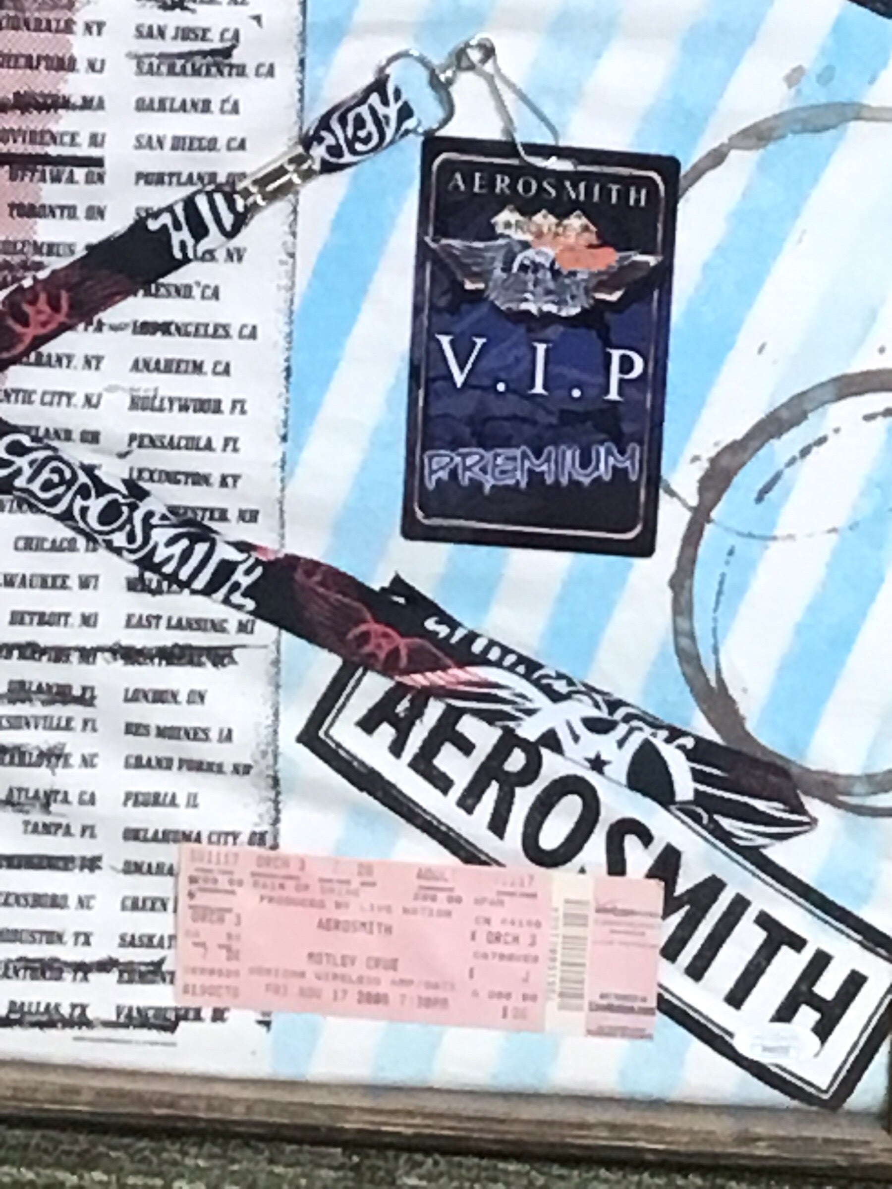 Framed Aerosmith Memorabilia Collage with Signed Tee