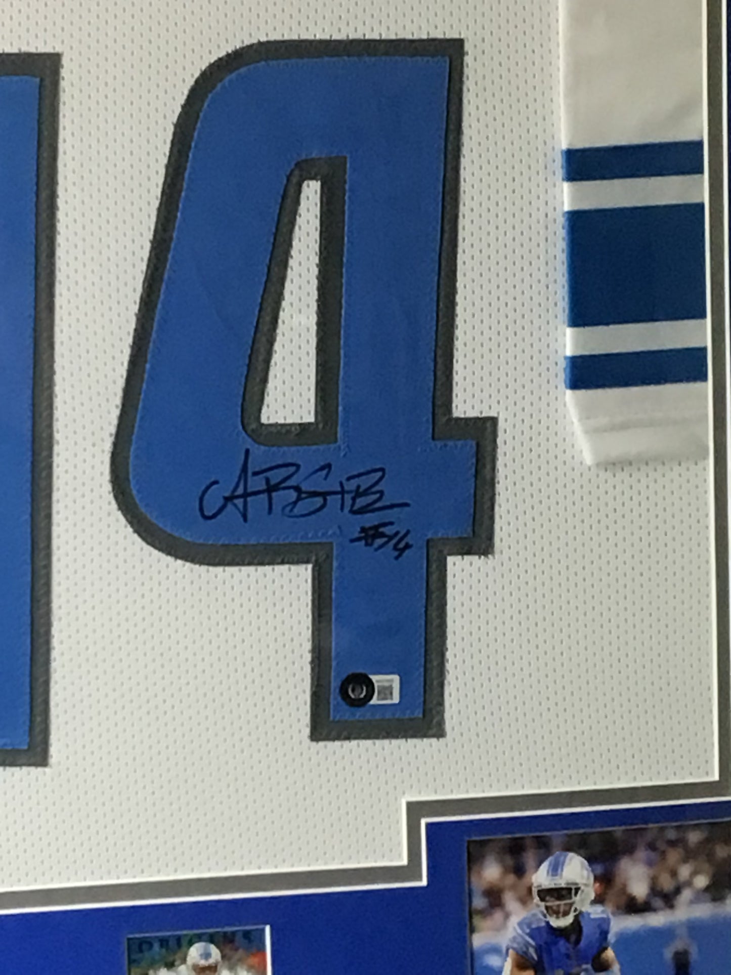Framed Amon-Ra St. Brown Autographed Jersey w/ Beckett Authentication & RC Sports Card