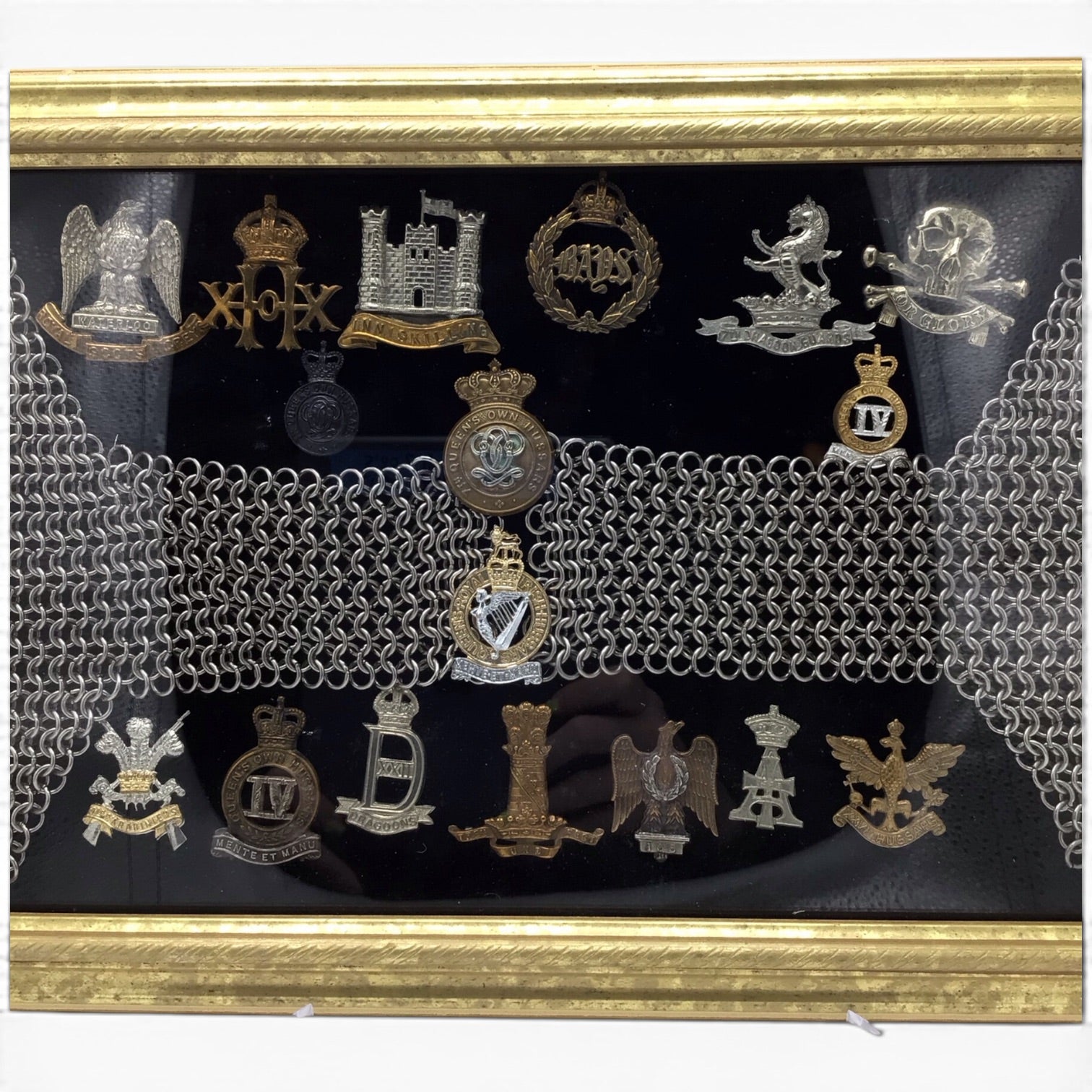 Framed British Regimental Badge Display