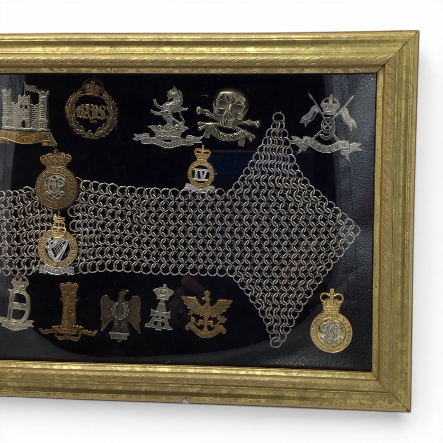 Framed British Regimental Badge Display