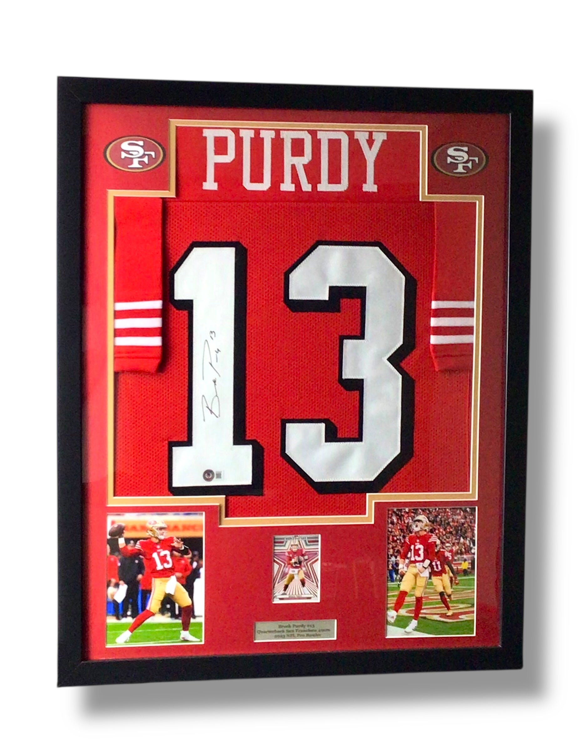 Framed Brock Purdy Autographed Jersey w/ Beckett Authentication & Sports Card