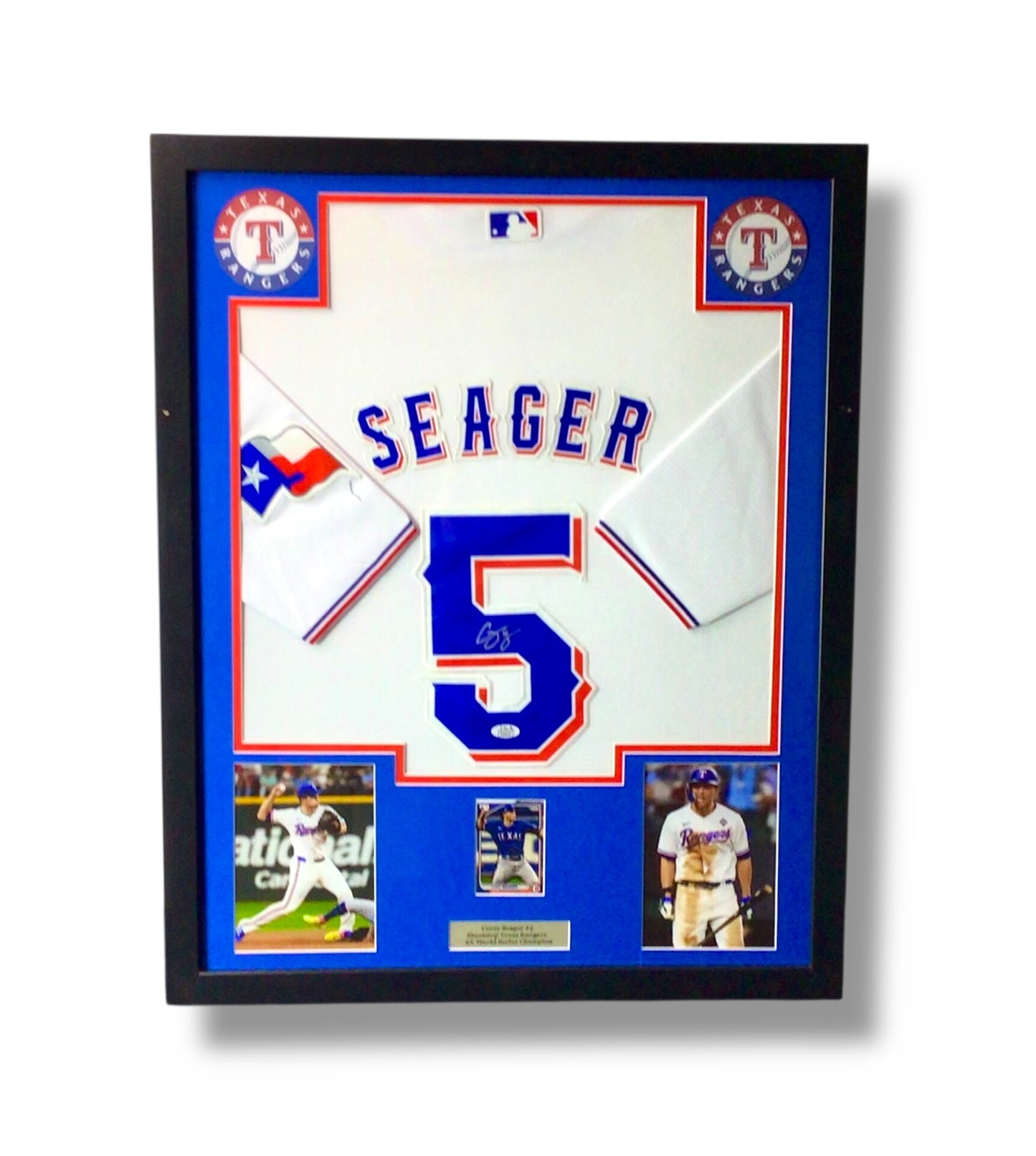 Framed Corey Seager Autographed Signed Jersey w/JSA Authentication