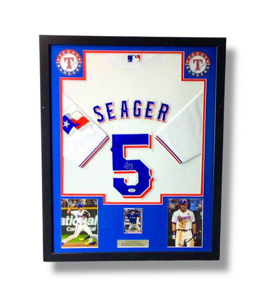 Framed Corey Seager Autographed Signed Jersey w/JSA Authentication