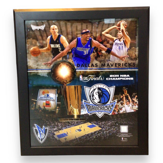 Framed Dallas Mavericks 2011 Champions Poster with Game-Worn Jersey