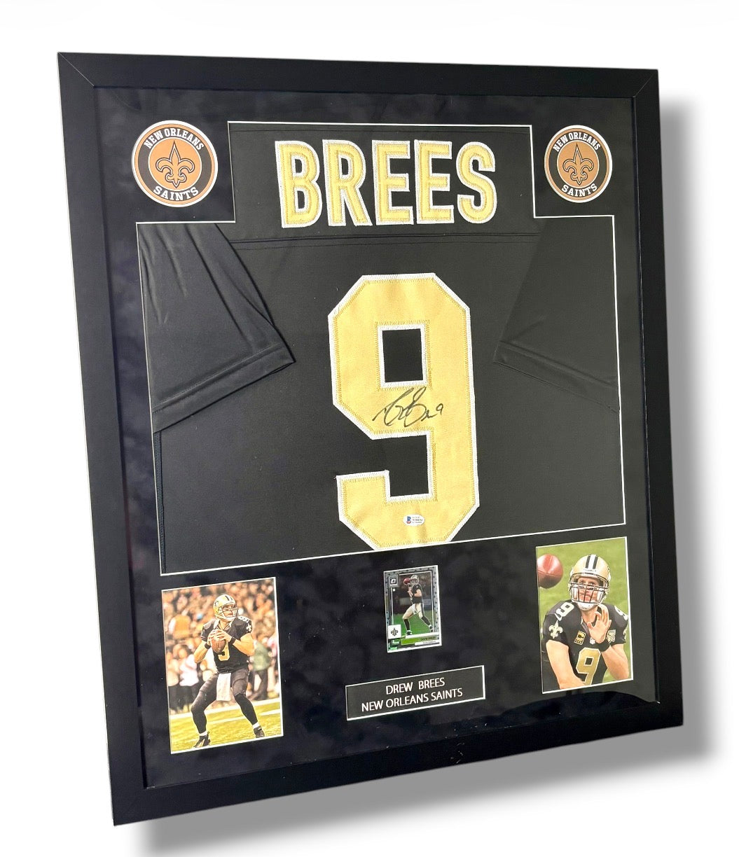 Framed Drew Brees Autographed New Orleans Saints Jersey w/ Beckett Auth. & Card