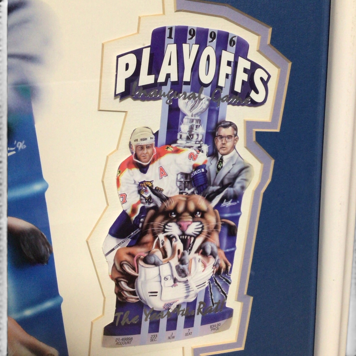 Framed Florida Panthers 1996 Playoffs Inaugural Game Lithograph - Limited Edition