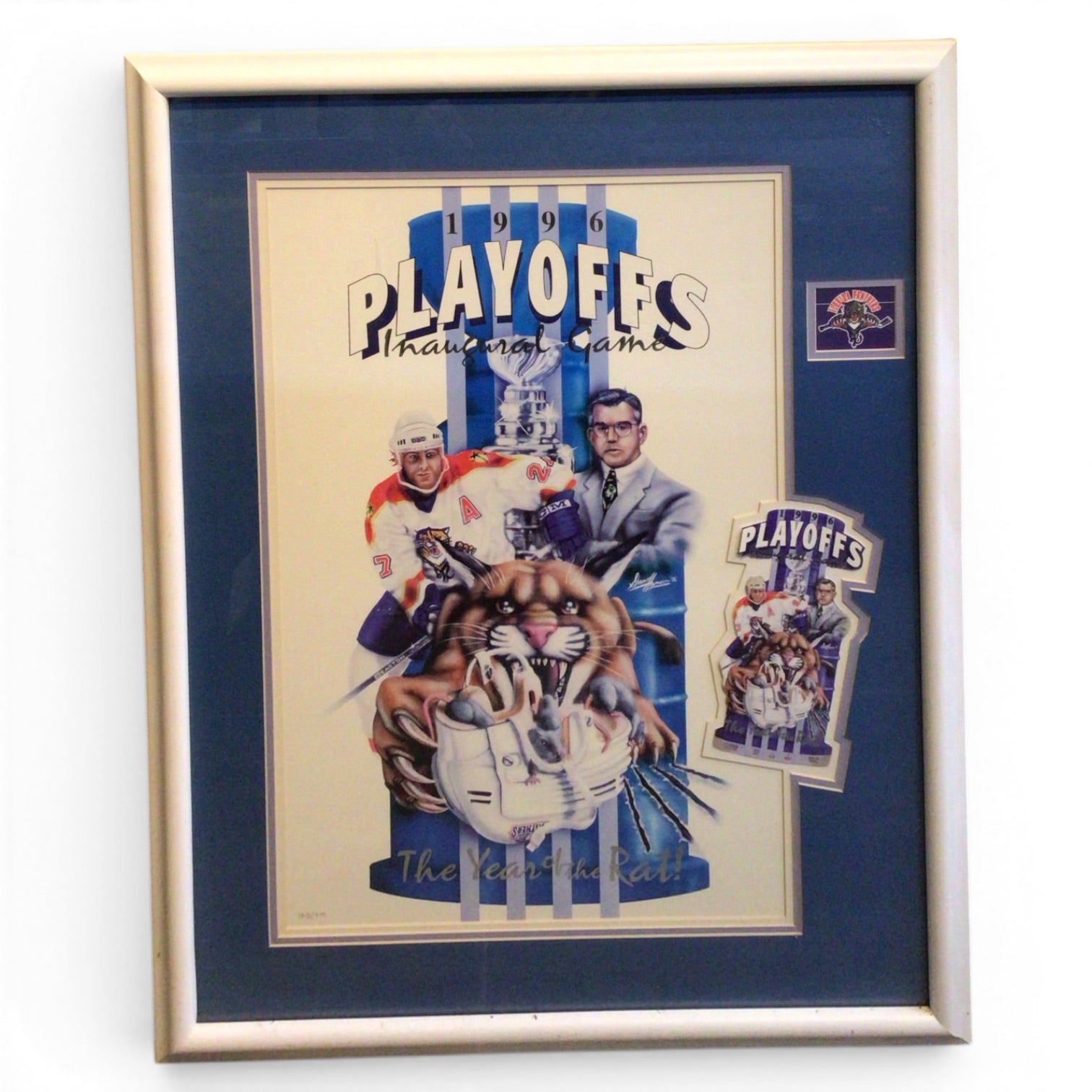 Framed Florida Panthers 1996 Playoffs Inaugural Game Lithograph - Limited Edition