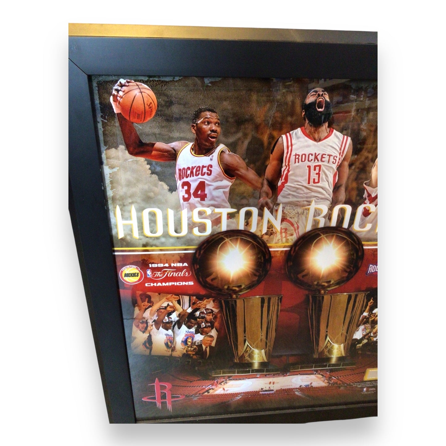 Framed Houston Rockets Champions with Game-Worn Jersey Piece