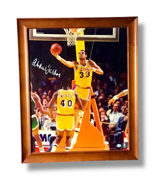 Framed Kareem Abdul Jabbar Signed Photo w/ Beautiful Wood Frame and Cert