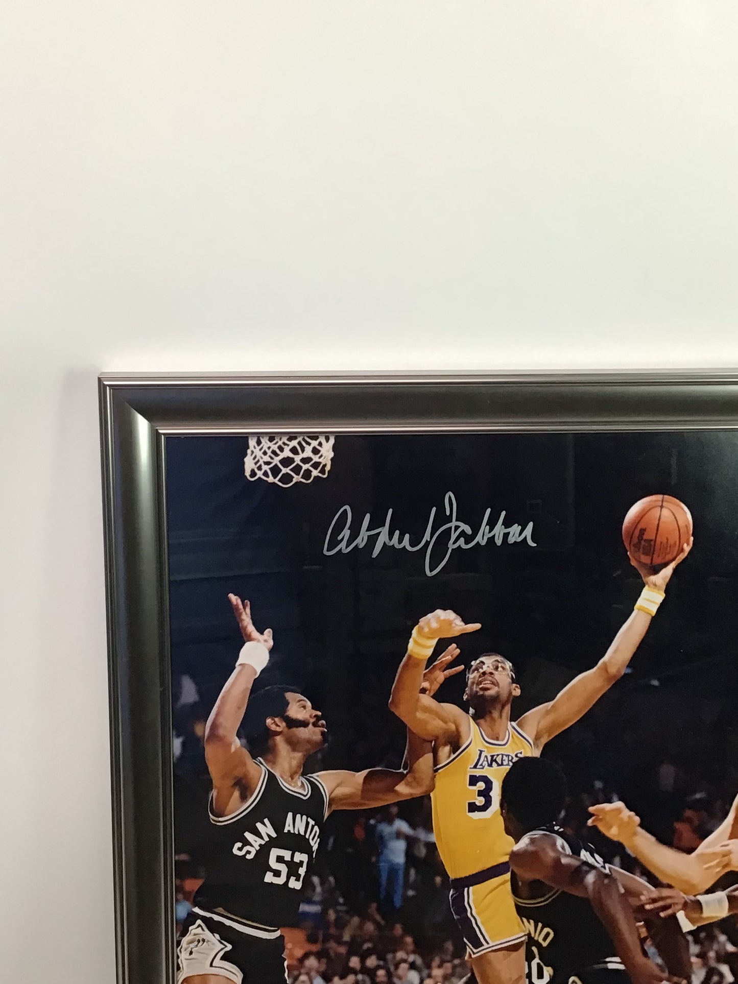 Framed Kareem Abdul Jabbar Signed Photo w/ Silver Frame & Cert