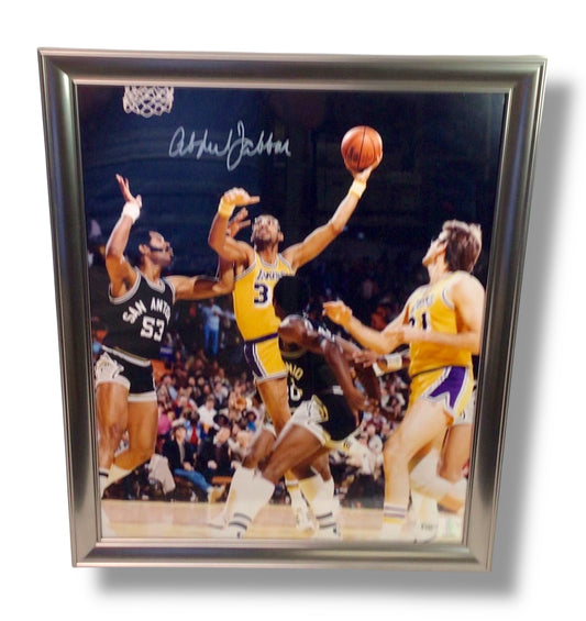 Framed Kareem Abdul Jabbar Signed Photo w/ Silver Frame & Cert