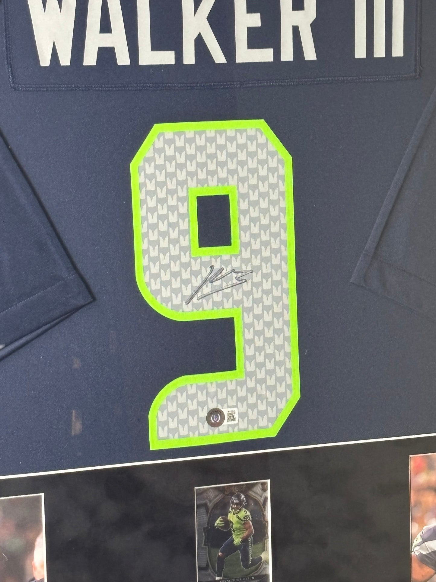 Framed Kenneth Walker Signed Seahawks Jersey w/ Beckett Auth. & RC Card
