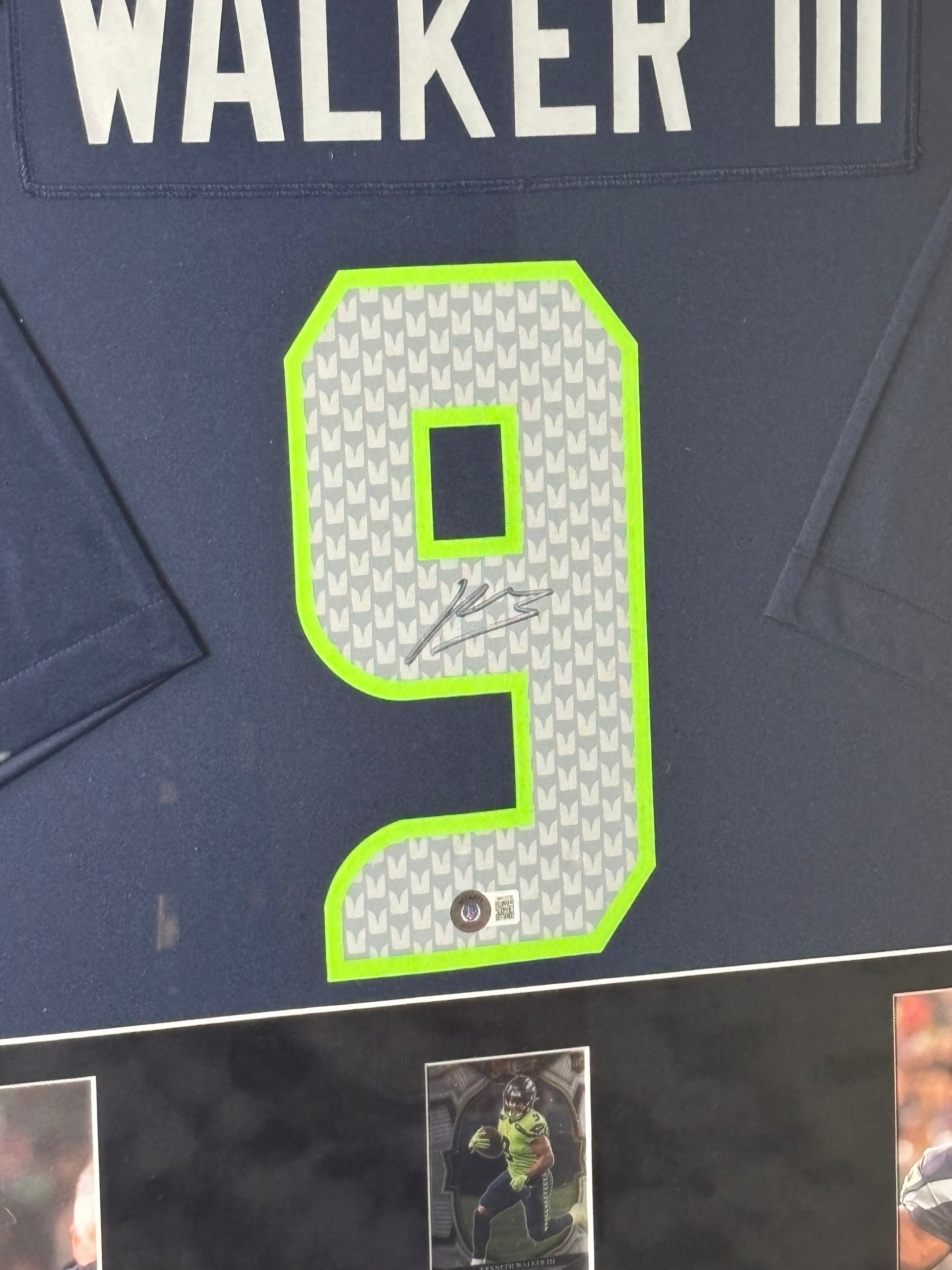 Framed Kenneth Walker Signed Seahawks Jersey w/ Beckett Auth. & RC Card