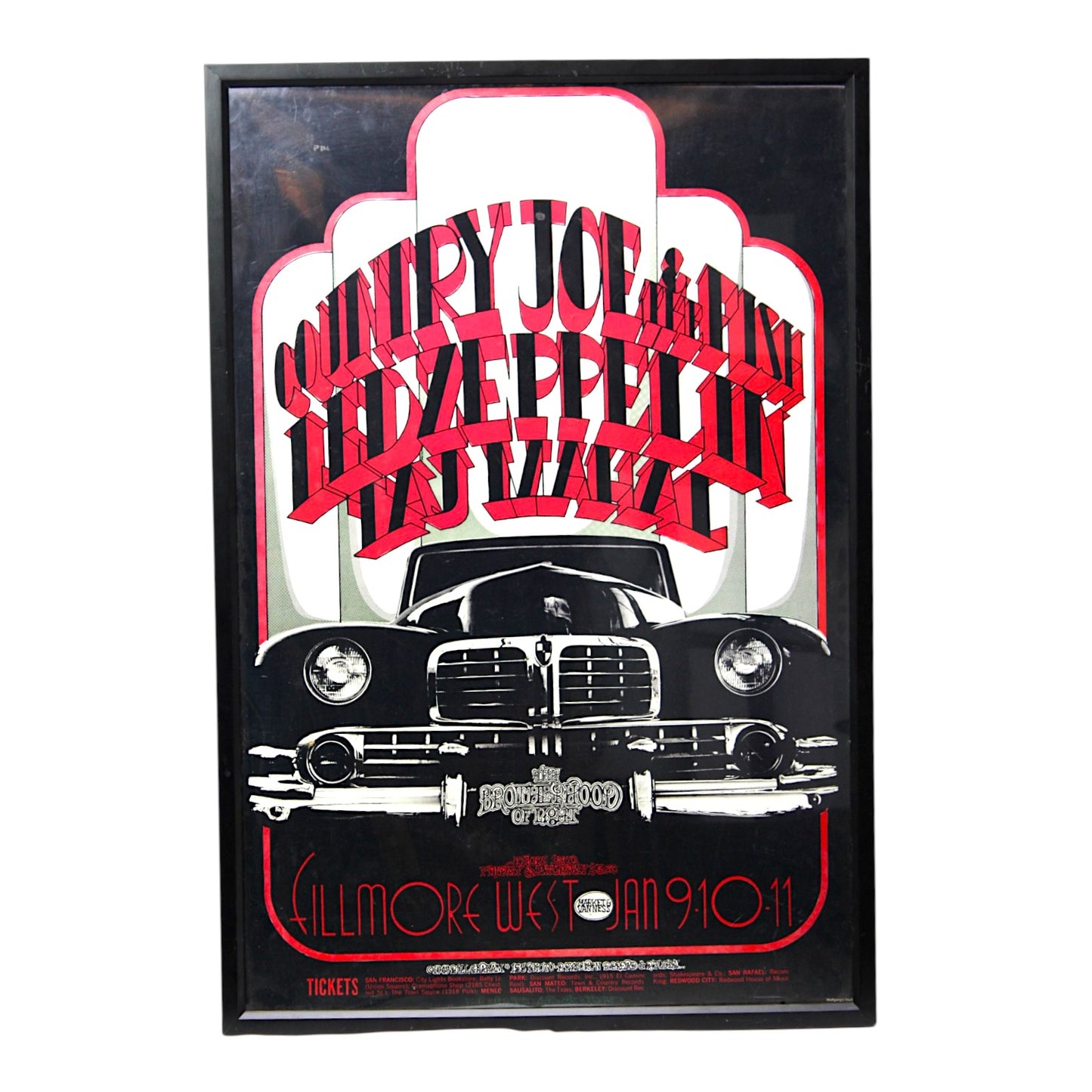 Framed Led Zeppelin Filmore West Concert Poster