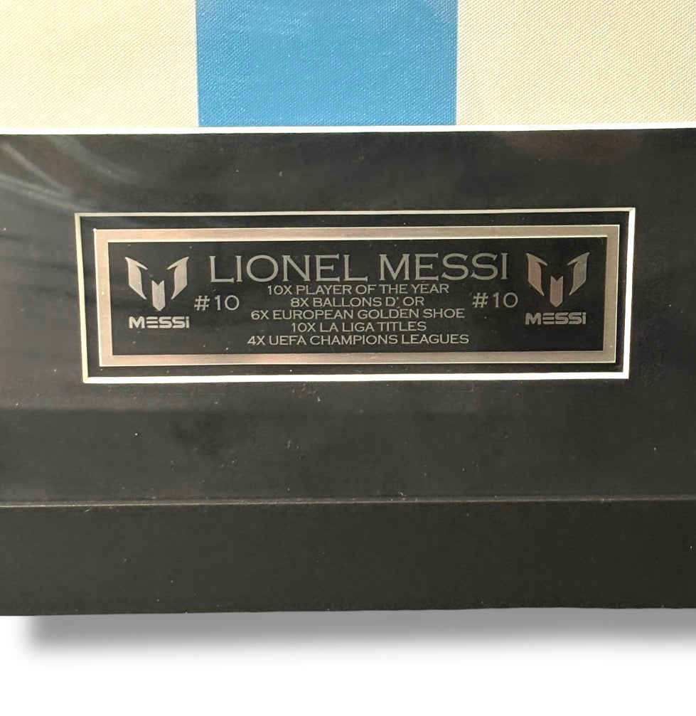 Framed Lionel Messi Autographed Jersey w/ Beckett Authentication & Custom Name Plate