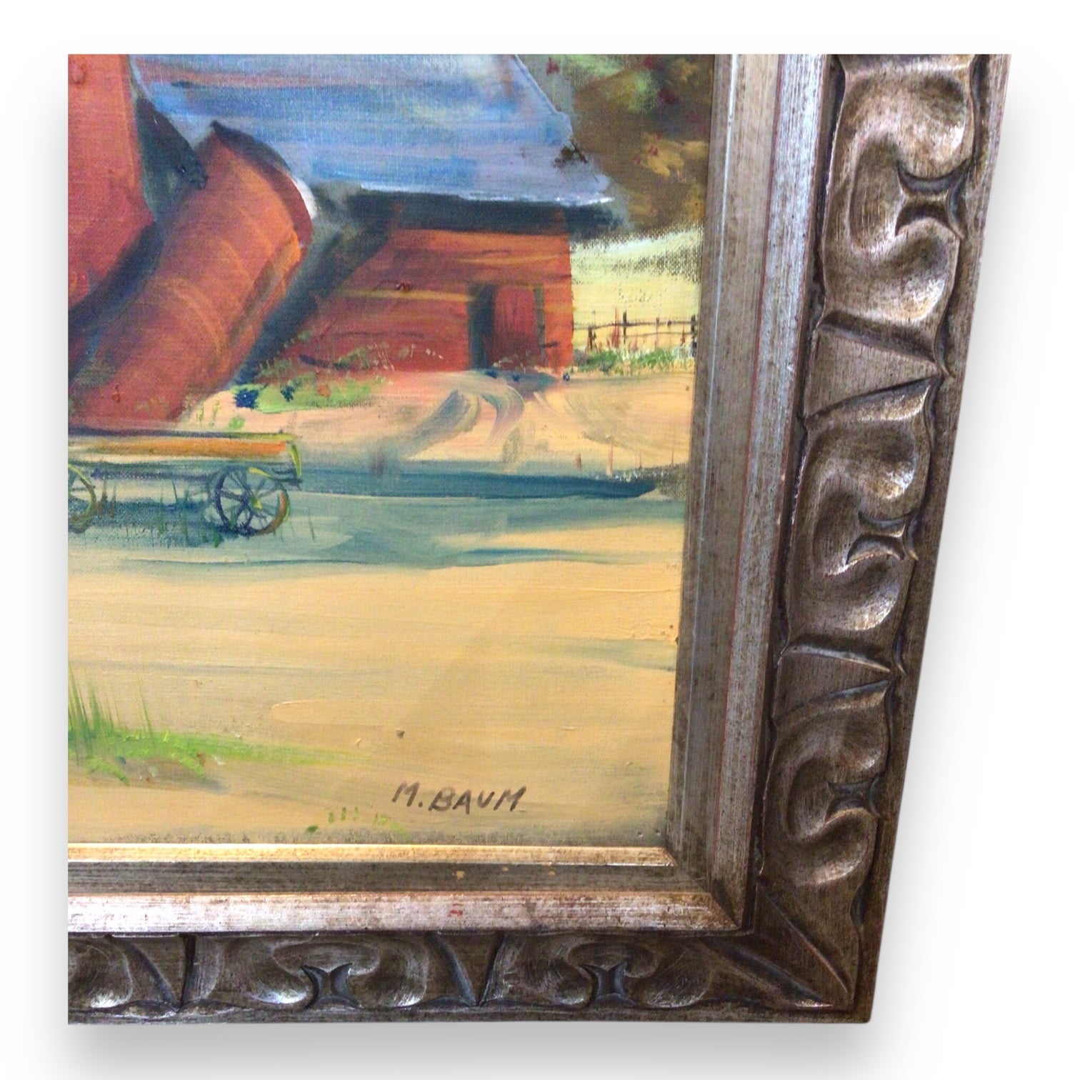 Framed Original Farmland Painting by M. Baum