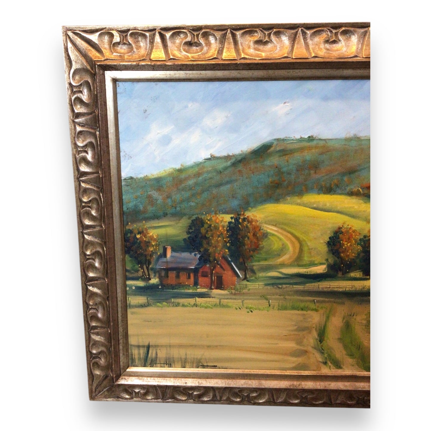Framed Original Farmland Painting by M. Baum