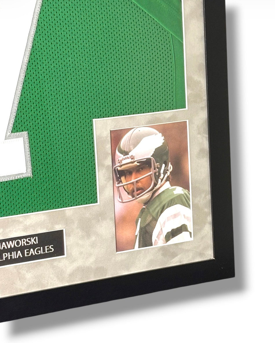 Framed Ron Jaworski Autographed Philadelphia Eagles Jersey w/ PSA Auth.