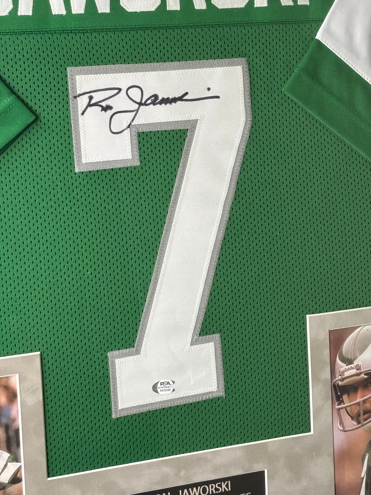 Framed Ron Jaworski Autographed Philadelphia Eagles Jersey w/ PSA Auth.