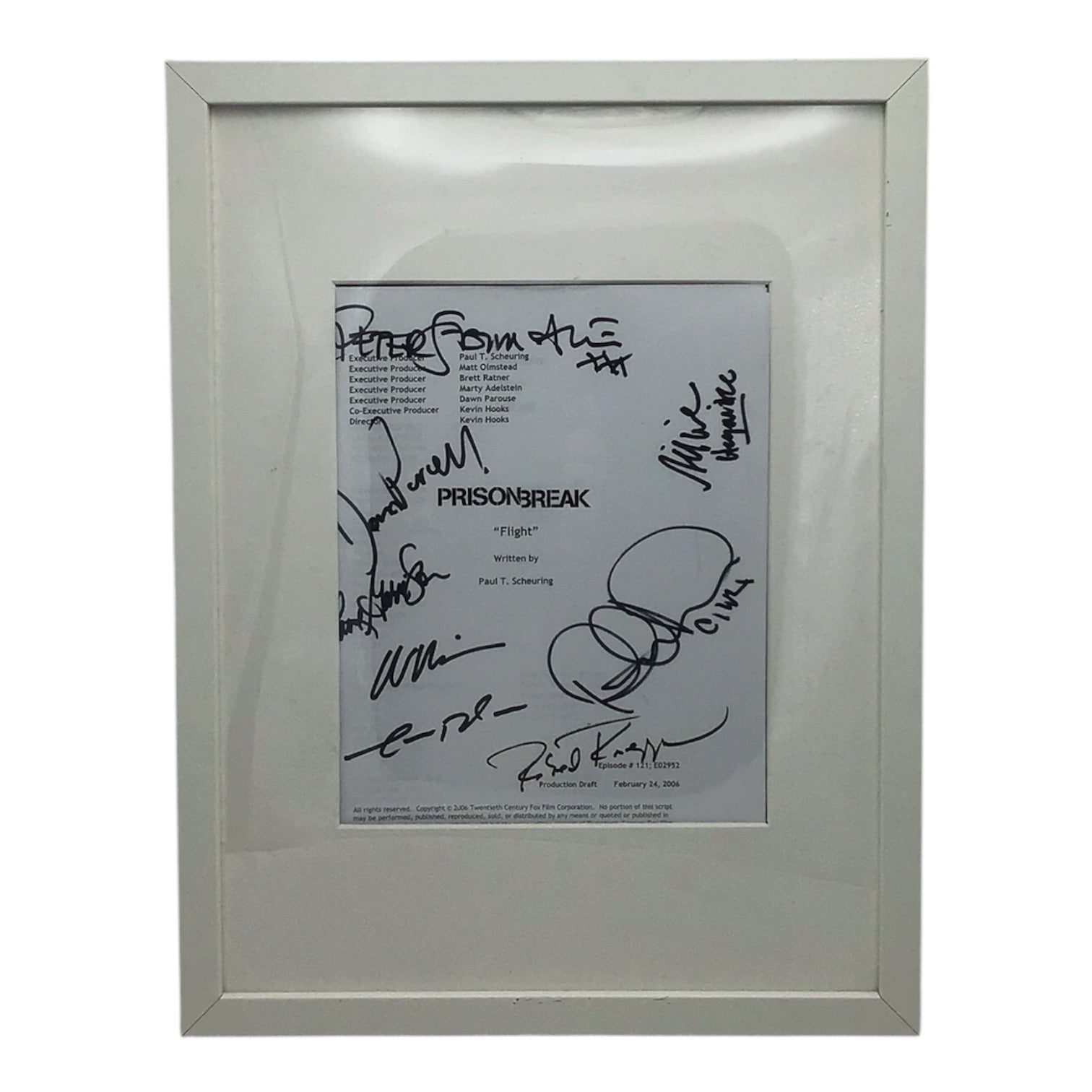 Framed Signed Prison Break Script Episode #121 "Flight" - Signed by Cast