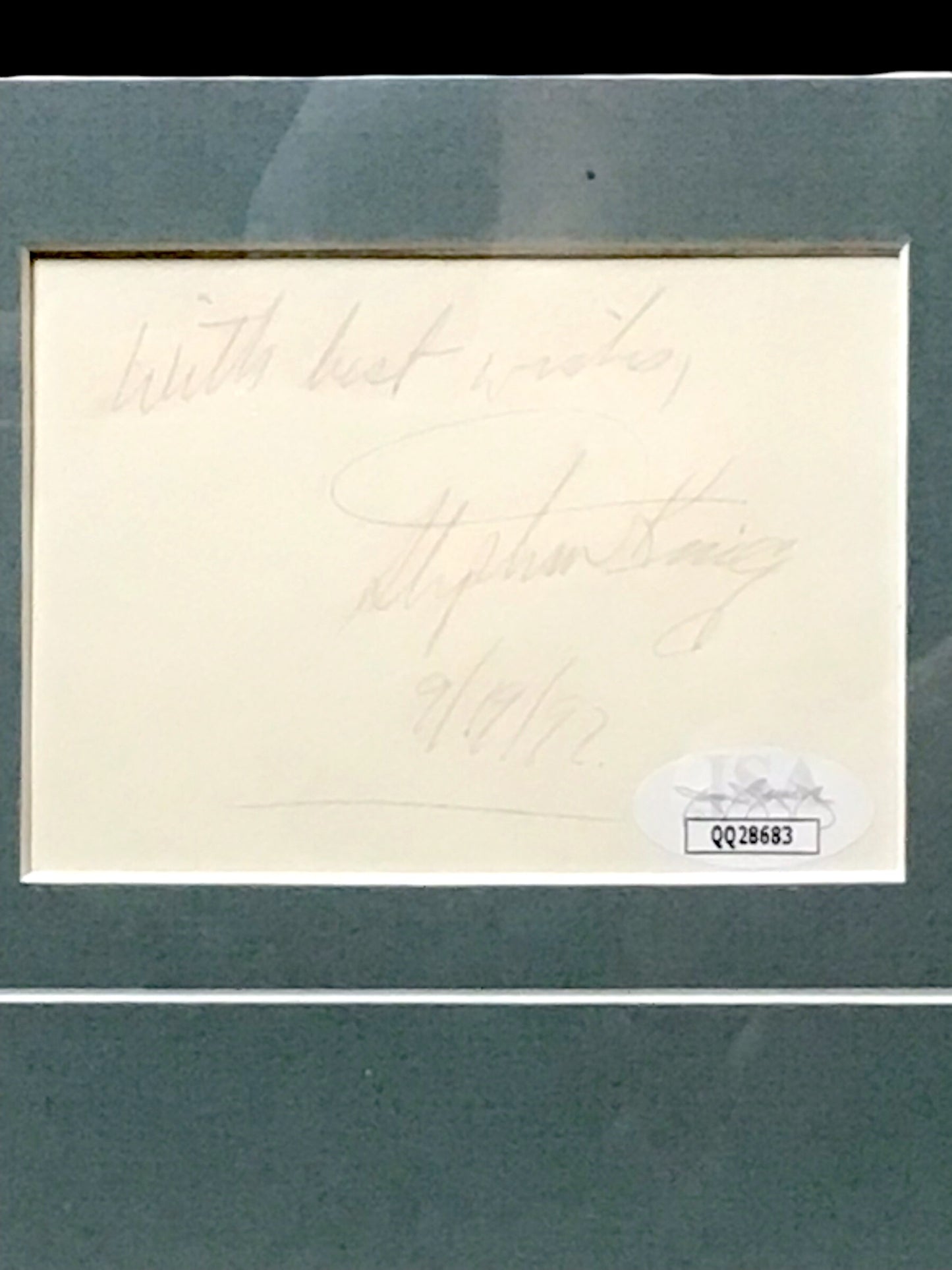 Framed Stephen King Autograph w/ 1990's Photograph of King (JSA Certified)