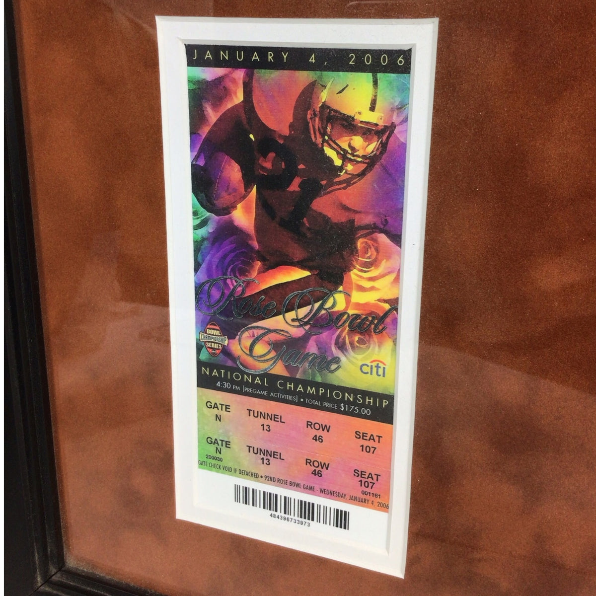 Framed Vince Young Texas Longhorns 2005 National Champions Signed Photo Display w/ Game Ticket